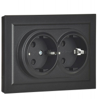 Розетка 2-м СП BRITE РСш12-3-БрЧ 16А в сборе с заземл. защ. шторки черн. IEK BR-R24-16-K02-F ТехноИмпульс
