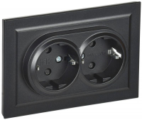 Розетка 2-м СП BRITE РСш12-3-БрЧ 16А в сборе с заземл. защ. шторки черн. IEK BR-R24-16-K02-F ТехноИмпульс