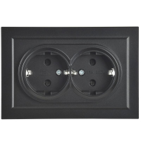 Розетка 2-м СП BRITE РСш12-3-БрЧ 16А в сборе с заземл. защ. шторки черн. IEK BR-R24-16-K02-F ТехноИмпульс