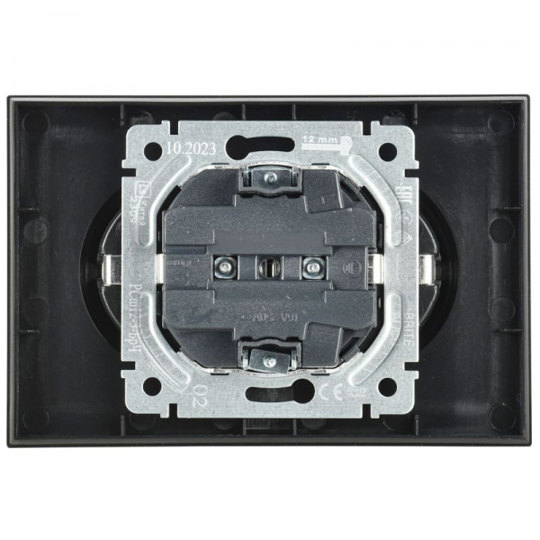 Розетка 2-м СП BRITE РСш12-3-БрЧ 16А в сборе с заземл. защ. шторки черн. IEK BR-R24-16-K02-F ТехноИмпульс