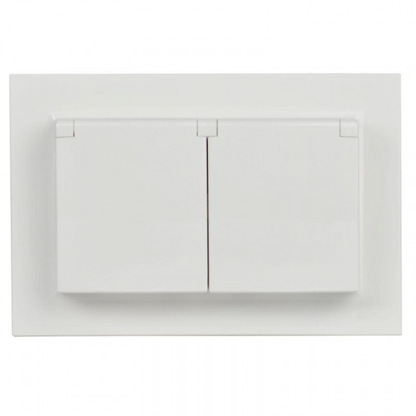 Розетка 2-м СП BRITE РСбш12-3-44-БрБ 16А в сборе IP44 с крышкой бел. IEK BR-R26-16-44-K01-F ТехноИмпульс