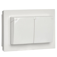 Розетка 2-м СП BRITE РСбш12-3-44-БрБ 16А в сборе IP44 с крышкой бел. IEK BR-R26-16-44-K01-F ТехноИмпульс