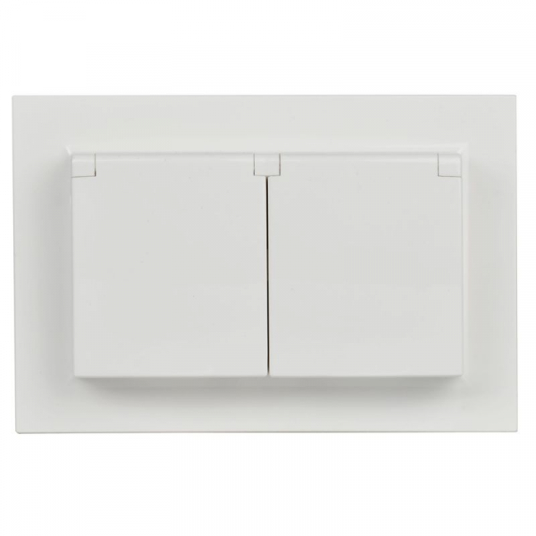 Розетка 2-м СП BRITE РСбш12-3-44-БрБ 16А в сборе IP44 с крышкой бел. IEK BR-R26-16-44-K01-F ТехноИмпульс