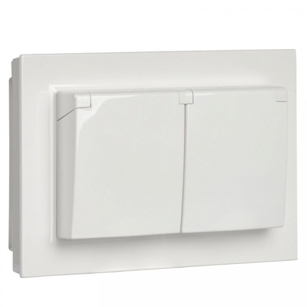 Розетка 2-м СП BRITE РСбш12-3-44-БрБ 16А в сборе IP44 с крышкой бел. IEK BR-R26-16-44-K01-F ТехноИмпульс