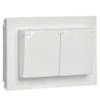 Розетка 2-м СП BRITE РСбш12-3-44-БрБ 16А в сборе IP44 с крышкой бел. IEK BR-R26-16-44-K01-F ТехноИмпульс