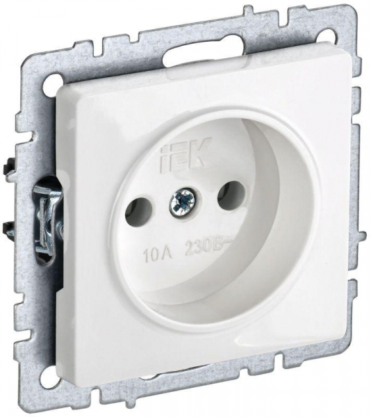 Розетка BRITE РС10-1-0-БрБ 10А без заземл. без защ. шторок механизм бел. IEK BR-R10-10-K01 ТехноИмпульс