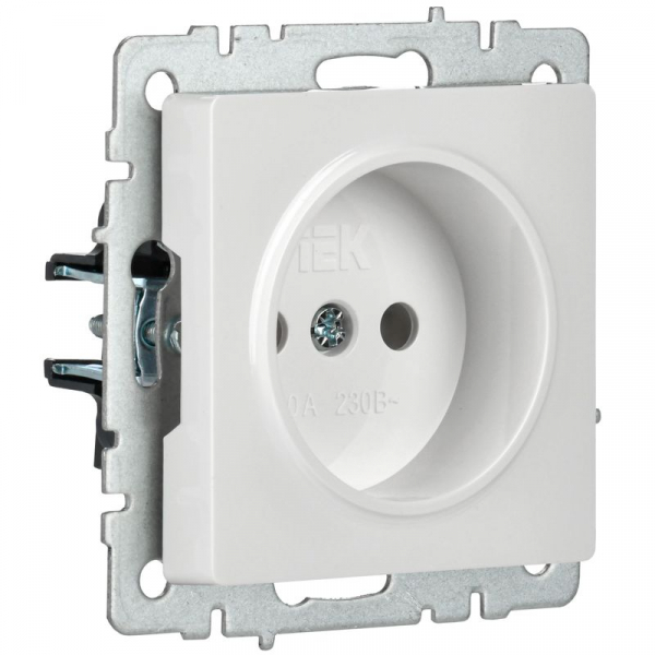 Розетка BRITE РС10-1-0-БрБ 10А без заземл. без защ. шторок механизм бел. IEK BR-R10-10-K01 ТехноИмпульс