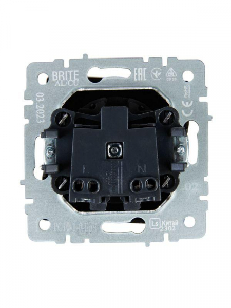Розетка BRITE РС10-1-0-БрЧ 10А без заземл. без защ. шторок механизм черн. IEK BR-R10-10-K02 ТехноИмпульс