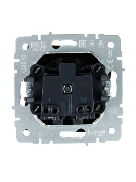 Розетка BRITE РС10-1-0-БрЧ 10А без заземл. без защ. шторок механизм черн. IEK BR-R10-10-K02 ТехноИмпульс