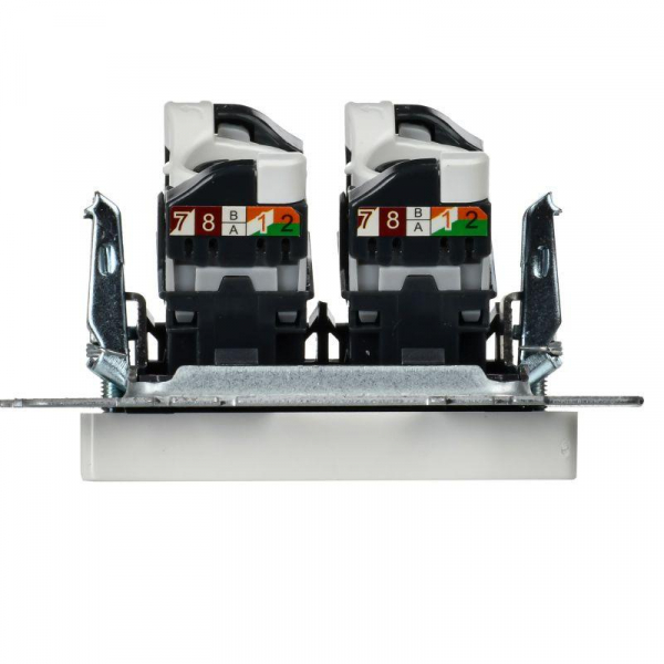 Розетка компьютерная двойн. СП RJ45 кат.5E BRITE РК10-2-БрБ механизм бел. IEK BR-K20-1-K01 ТехноИмпульс