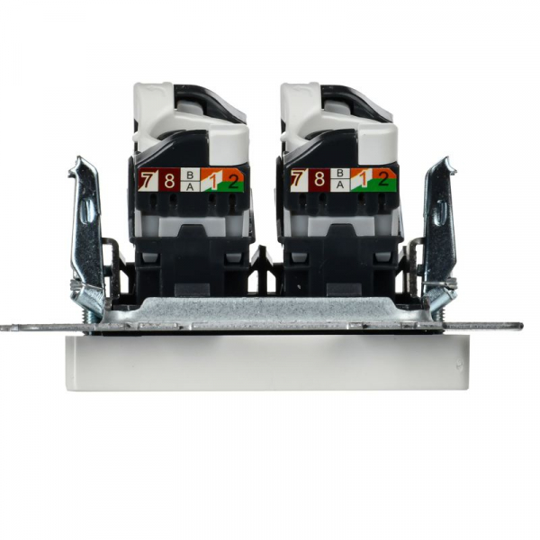 Розетка компьютерная двойн. СП RJ45 кат.5E BRITE РК10-2-БрБ механизм бел. IEK BR-K20-1-K01 ТехноИмпульс