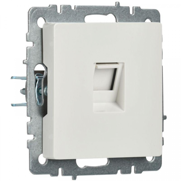 Розетка компьютерная СП RJ45 кат.5E BRITE РК10-БрБ механизм бел. IEK BR-K10-1-K01 ТехноИмпульс