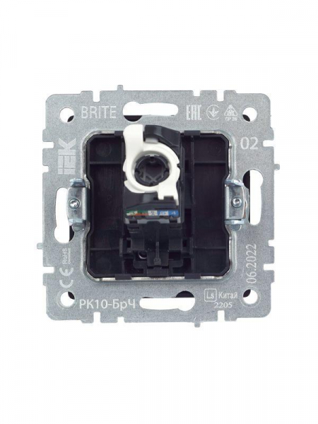 Розетка компьютерная СП RJ45 кат.5E BRITE РК10-БрЧ механизм черн. IEK BR-K10-1-K02 ТехноИмпульс