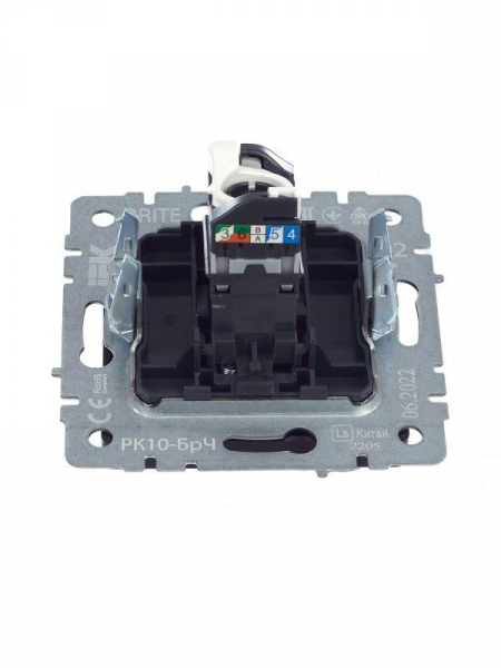 Розетка компьютерная СП RJ45 кат.5E BRITE РК10-БрЧ механизм черн. IEK BR-K10-1-K02 ТехноИмпульс