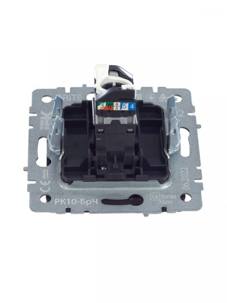 Розетка компьютерная СП RJ45 кат.5E BRITE РК10-БрЧ механизм черн. IEK BR-K10-1-K02 ТехноИмпульс