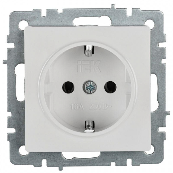 Розетка BRITE РС11-1-0-БрБ 16А с заземл. без защ. шторки механизм бел. IEK BR-R11-16-K01 ТехноИмпульс