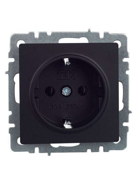 Розетка BRITE РС11-1-0-БрЧ 16А с заземл. без защ. шторки механизм черн. IEK BR-R11-16-K02 ТехноИмпульс