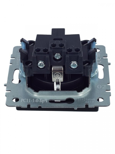 Розетка BRITE РС11-1-0-БрЧ 16А с заземл. без защ. шторки механизм черн. IEK BR-R11-16-K02 ТехноИмпульс