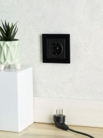 Розетка BRITE РС11-1-0-БрЧ 16А с заземл. без защ. шторки механизм черн. IEK BR-R11-16-K02 ТехноИмпульс