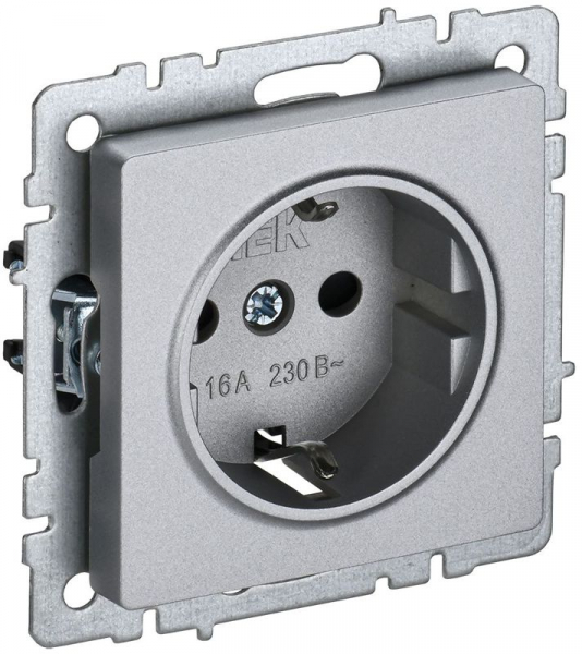 Розетка BRITE РС14-1-0-БрА 16А с заземл. защ. шторки механизм алюм. IEK BR-R14-16-K47 ТехноИмпульс