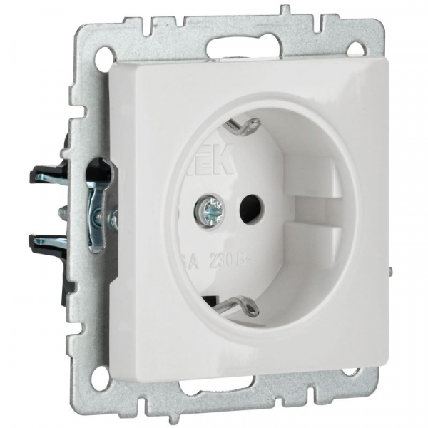 Розетка BRITE РС14-1-0-БрБ 16А с заземл. защ. шторки механизм бел. IEK BR-R14-16-K01 ТехноИмпульс