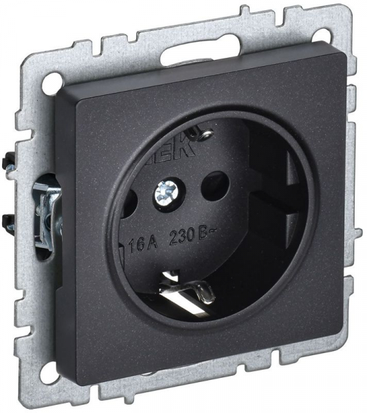 Розетка BRITE РС14-1-0-БрЧ 16А с заземл. защ. шторки механизм черн. IEK BR-R14-16-K02 ТехноИмпульс