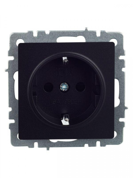Розетка BRITE РС14-1-0-БрЧ 16А с заземл. защ. шторки механизм черн. IEK BR-R14-16-K02 ТехноИмпульс