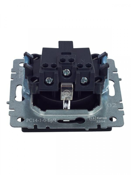 Розетка BRITE РС14-1-0-БрЧ 16А с заземл. защ. шторки механизм черн. IEK BR-R14-16-K02 ТехноИмпульс