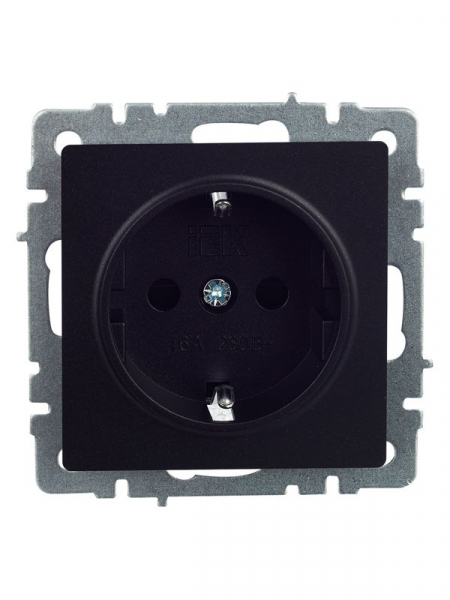 Розетка BRITE РС14-1-0-БрЧ 16А с заземл. защ. шторки механизм черн. IEK BR-R14-16-K02 ТехноИмпульс
