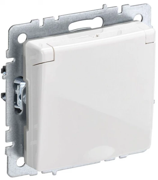 Розетка BRITE РСбш10-3-44-БрБ 16А IP44 с заземл. защ. шторки с крышкой механизм бел. IEK BR-R16-16-44-K01 ТехноИмпульс
