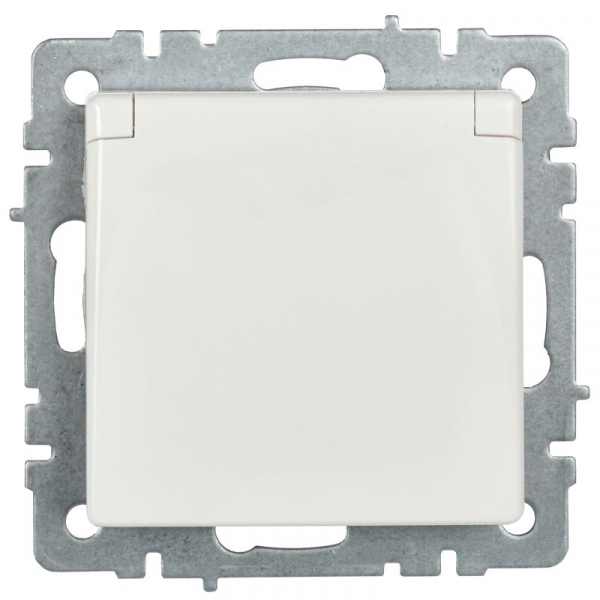 Розетка BRITE РСбш10-3-44-БрБ 16А IP44 с заземл. защ. шторки с крышкой механизм бел. IEK BR-R16-16-44-K01 ТехноИмпульс