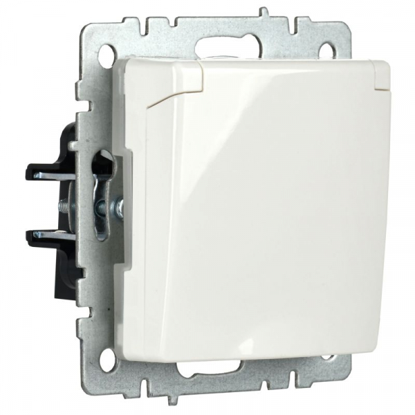 Розетка BRITE РСбш10-3-44-БрБ 16А IP44 с заземл. защ. шторки с крышкой механизм бел. IEK BR-R16-16-44-K01 ТехноИмпульс