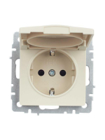 Розетка BRITE РСбш10-3-44-БрКр 16А IP44 с заземл. защ. шторки с крышкой механизм беж. IEK BR-R16-16-44-K10 ТехноИмпульс