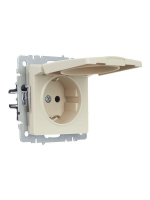 Розетка BRITE РСбш10-3-44-БрКр 16А IP44 с заземл. защ. шторки с крышкой механизм беж. IEK BR-R16-16-44-K10 ТехноИмпульс
