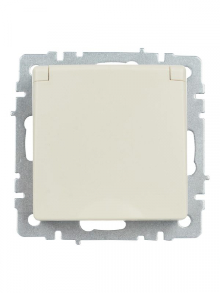 Розетка BRITE РСбш10-3-44-БрКр 16А IP44 с заземл. защ. шторки с крышкой механизм беж. IEK BR-R16-16-44-K10 ТехноИмпульс