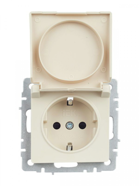 Розетка BRITE РСбш10-3-44-БрКр 16А IP44 с заземл. защ. шторки с крышкой механизм беж. IEK BR-R16-16-44-K10 ТехноИмпульс