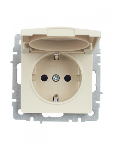 Розетка BRITE РСбш10-3-44-БрКр 16А IP44 с заземл. защ. шторки с крышкой механизм беж. IEK BR-R16-16-44-K10 ТехноИмпульс