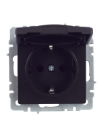 Розетка BRITE РСбш10-3-44-БрЧ 16А IP44 с заземл. защ. шторки с крышкой механизм черн. IEK BR-R16-16-44-K02 ТехноИмпульс
