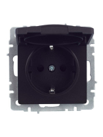 Розетка BRITE РСбш10-3-44-БрЧ 16А IP44 с заземл. защ. шторки с крышкой механизм черн. IEK BR-R16-16-44-K02 ТехноИмпульс