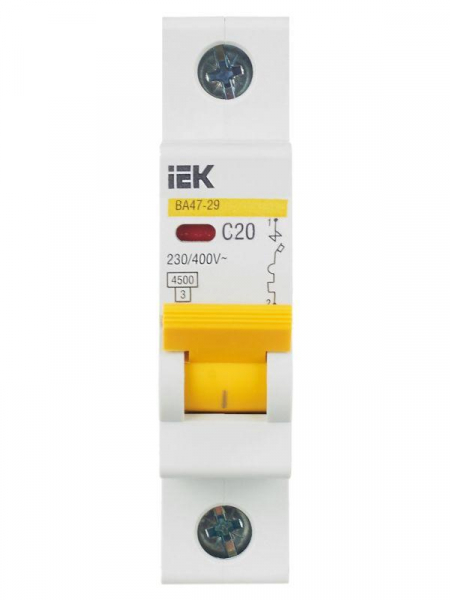 Выключатель автоматический модульный 1п C 20А 4.5кА ВА47-29 KARAT IEK MVA20-1-020-C ТехноИмпульс
