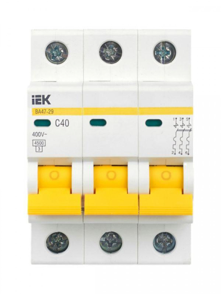 Выключатель автоматический модульный 3п C 40А 4.5кА ВА47-29 KARAT IEK MVA20-3-040-C ТехноИмпульс