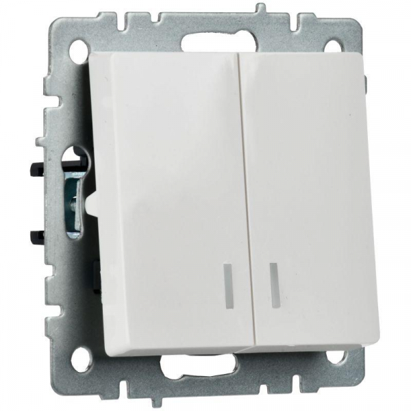 Выключатель 2-кл. СП BRITE ВС10-2-1-БрБ 10А с индик. механизм бел. IEK BR-V20-1-10-K01 ТехноИмпульс