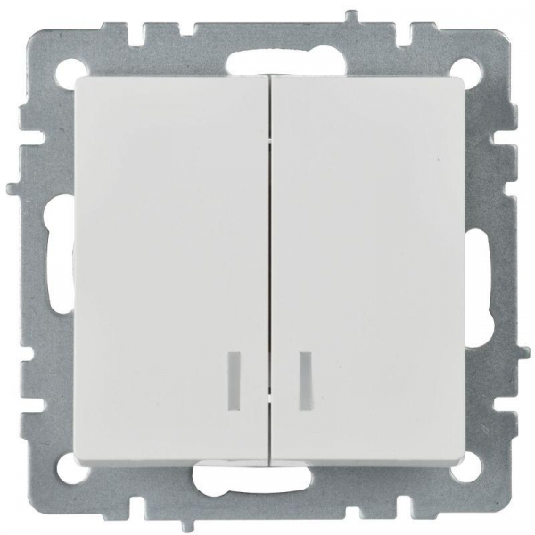 Выключатель 2-кл. СП BRITE ВС10-2-1-БрБ 10А с индик. механизм бел. IEK BR-V20-1-10-K01 ТехноИмпульс