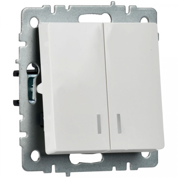 Выключатель 2-кл. СП BRITE ВС10-2-1-БрБ 10А с индик. механизм бел. IEK BR-V20-1-10-K01 ТехноИмпульс