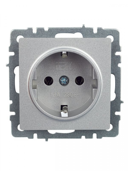 Розетка BRITE РС11-1-0-БрА 16А с заземл. без защ. шторки механизм алюм. IEK BR-R11-16-K47 ТехноИмпульс