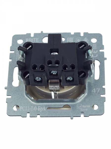 Розетка BRITE РС11-1-0-БрА 16А с заземл. без защ. шторки механизм алюм. IEK BR-R11-16-K47 ТехноИмпульс