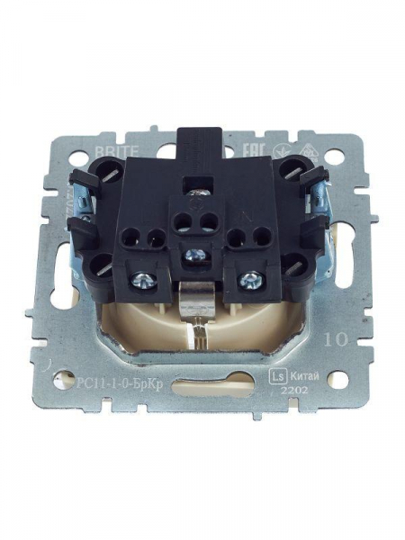 Розетка BRITE РС11-1-0-БрКр 16А с заземл. без защ. шторки механизм беж. IEK BR-R11-16-K10 ТехноИмпульс