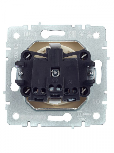 Розетка BRITE РС11-1-0-БрКр 16А с заземл. без защ. шторки механизм беж. IEK BR-R11-16-K10 ТехноИмпульс