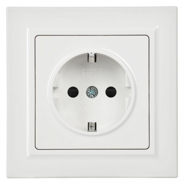 Розетка BRITE РСР14-1-0-БрБ 16А в сборе с заземл. защ. шторки бел. IEK BR-R14-16-K01-F ТехноИмпульс