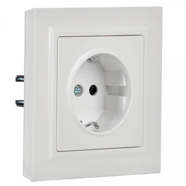 Розетка BRITE РСР14-1-0-БрБ 16А в сборе с заземл. защ. шторки бел. IEK BR-R14-16-K01-F ТехноИмпульс